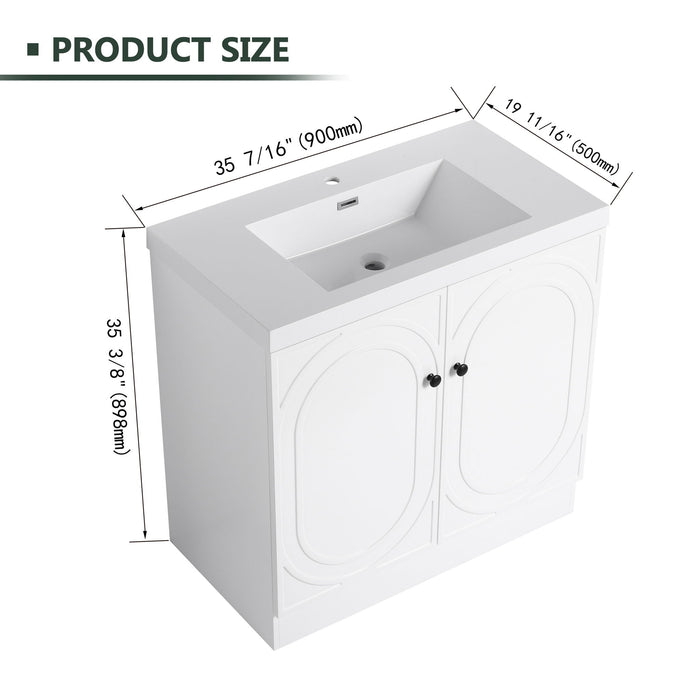 Giga contemporary freestanding bathroom vanity with resin sink and soft-close cabinet doors, modern bathroom storage unit