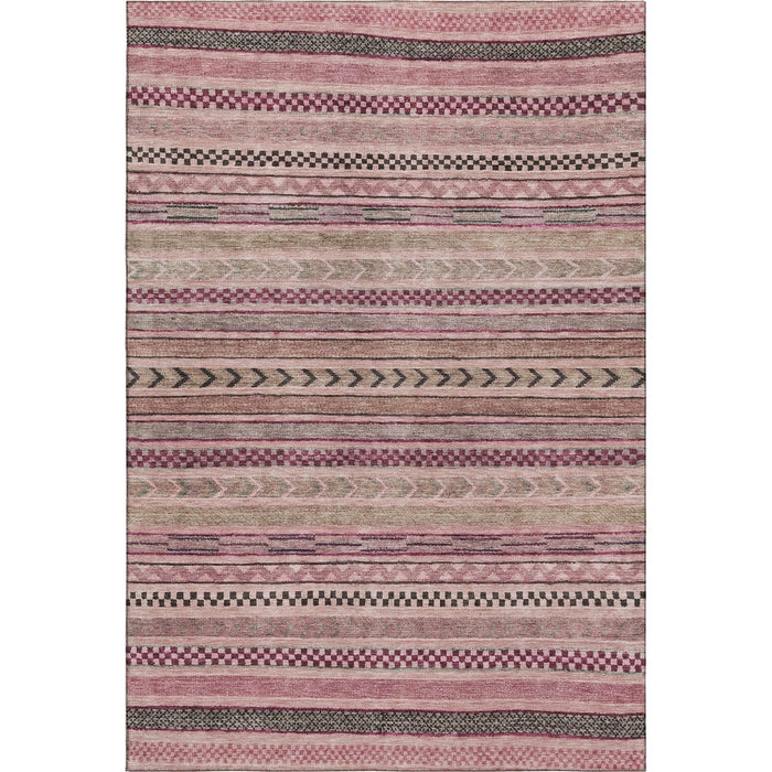 10' X 14' Striped Washable Area Rug With UV Protection (695192) - Pink / Gray