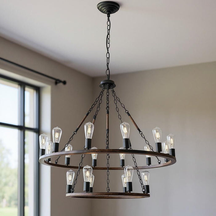 Candle Style Multi Light Metal Dimmable Chandelier - Brown And Black
