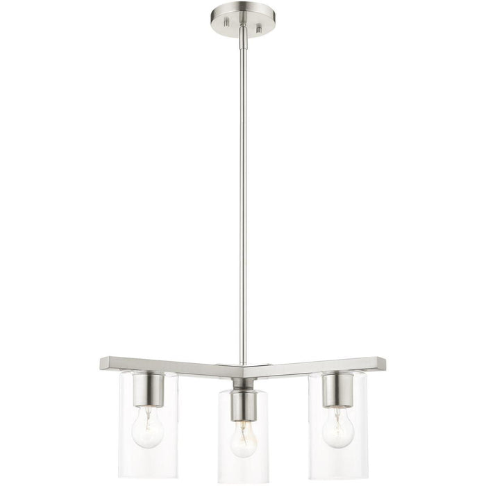17" 3-Light Dimmable Chandelier With Shades - Nickel