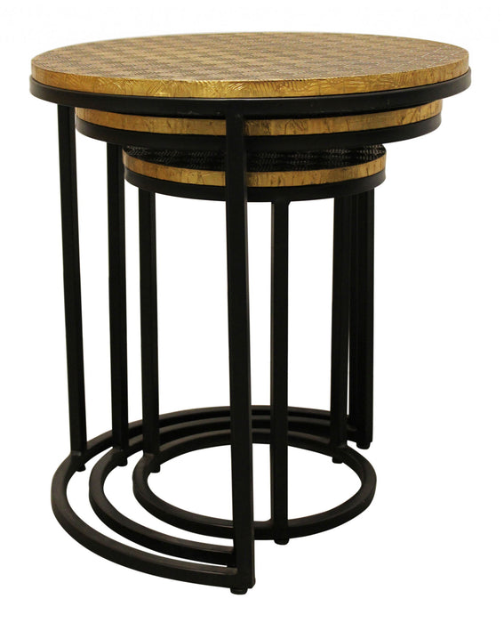 Round Nested Tables (Set of 3) - Black And Brass