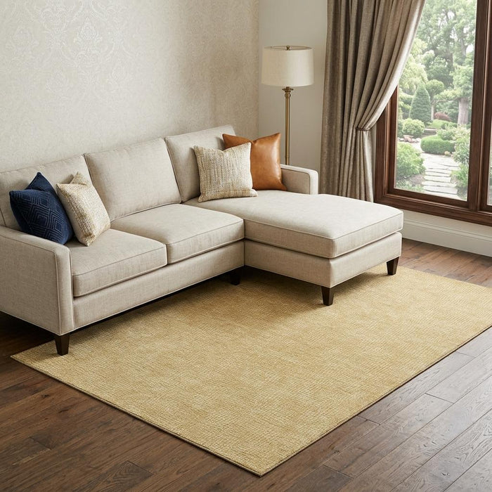 10' X 14' Geometric Washable Area Rug With UV Protection (682859) - Gold / Ivory