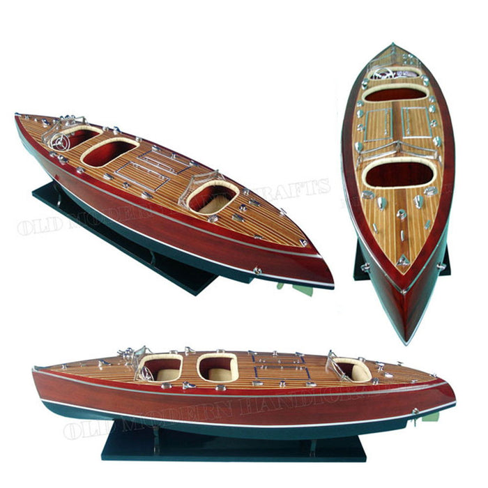Hand Painted Model Boat (624210) - Light Brown / Dark Brown