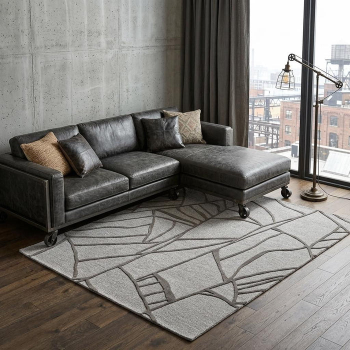 12' X 15' Wool Abstract Hand Tufted Area Rug (722210) - Blue / Ivory
