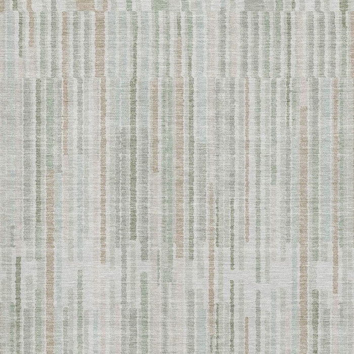 10' X 14' Striped Washable Area Rug With UV Protection (717899) - Sage / Ivory