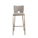 Set of two gray iron bar height chairs with antiqued brass accents, modern industrial style by HomeRoots.