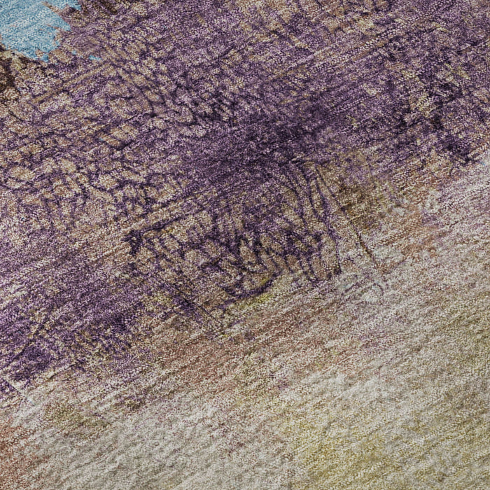 10' X 14' Abstract Washable Area Rug With UV Protection (698071) - Salmon / Blue / Gold