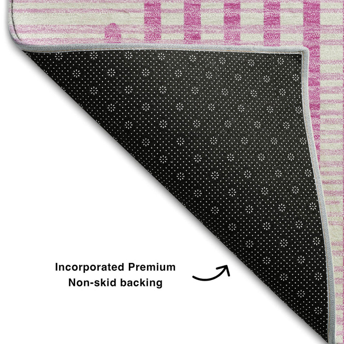10' X 14' Geometric Washable Area Rug With UV Protection (678814) - Pink / Ivory / Orange
