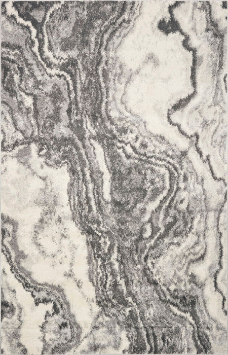 8' x 10' Machine Woven Abstract Marble Indoor Area Rug - Ivory Gray
