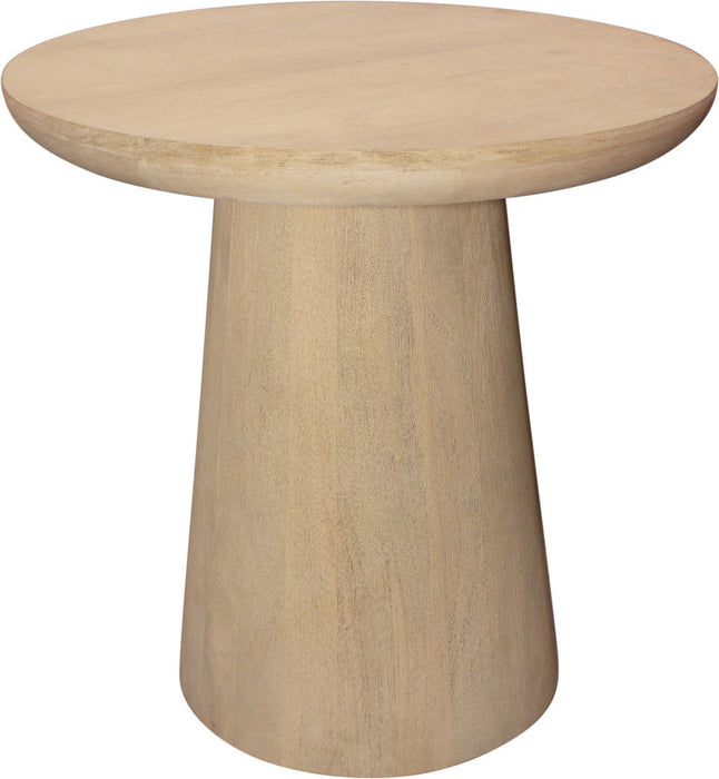 24" Distressed Solid Wood Round Pedestal End Table - Natural