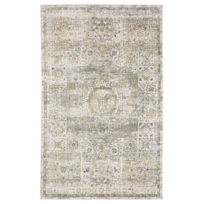 9' X 12' Medallion Hand Tufted Area Rug - Gray And Gold