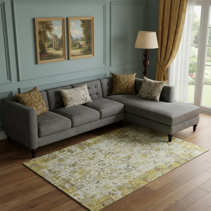 10' X 14' Patchwork Washable Area Rug With UV Protection (717767) - Gold / Ivory