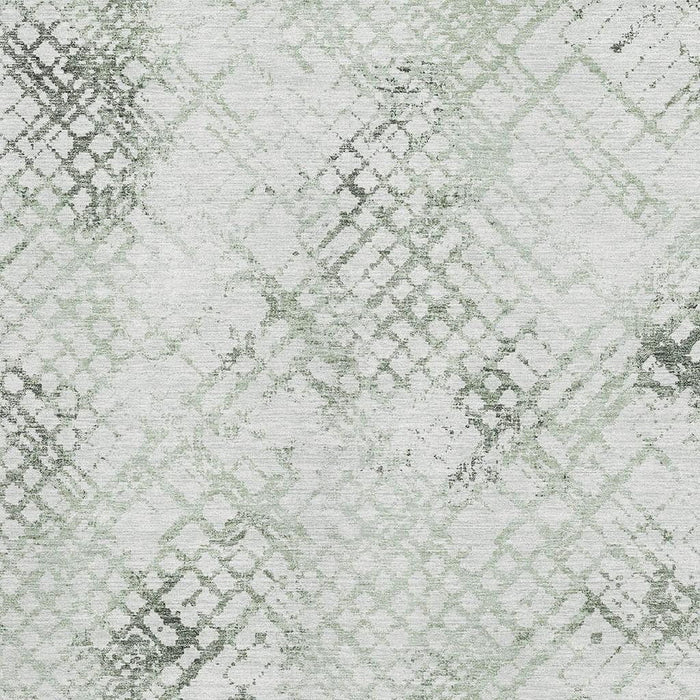 10' X 14' Abstract Geometric Washable Area Rug With UV Protection - Green And Ivory