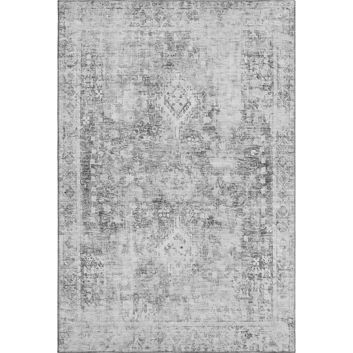 10' X 14' Oriental Washable Area Rug With UV Protection (691986) - Charcoal / Silver