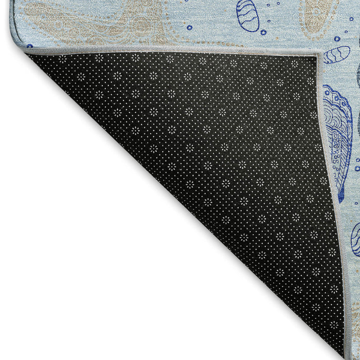 8' X 10' Geometric Washable Area Rug With UV Protection (645772) - Blue / Beige