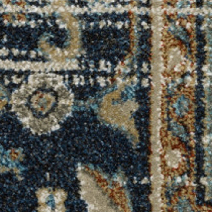 8' x 10' Oriental Power Loom Stain Resistant Area Rug - Beige Blue Green Rust And Gray