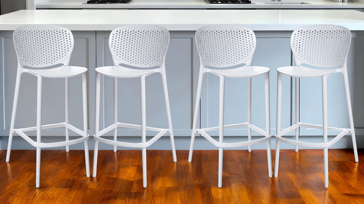 Heavy Duty Plastic Low Back Counter Height Bar Chairs (Set of 4) - White