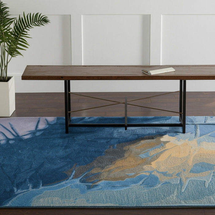 4' X 6' Bohemian Abstract Hand Tufted Area Rug - Blue
