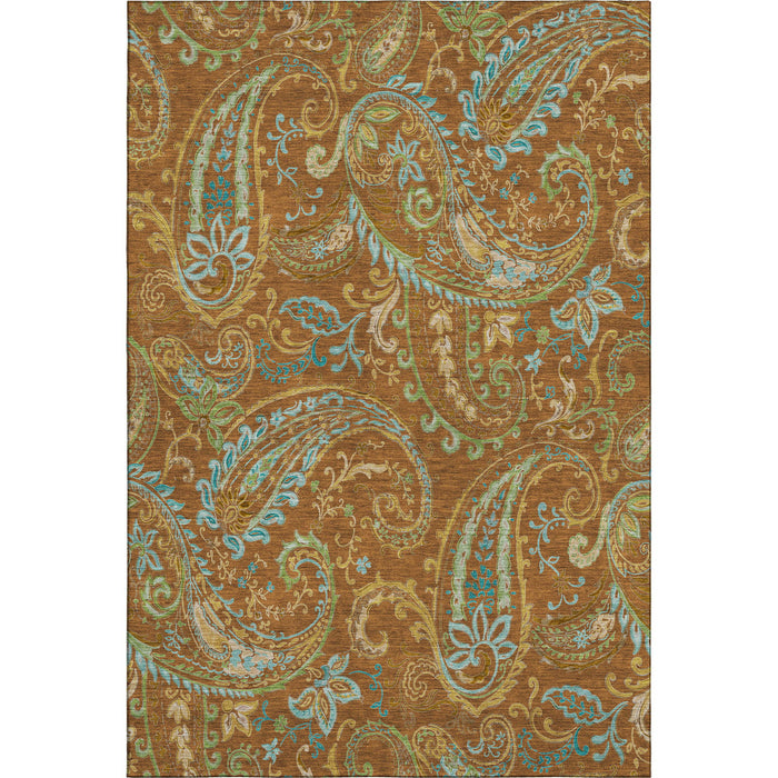 10' X 14' Paisley Washable Area Rug With UV Protection (647992) - Rust / Blue / Green