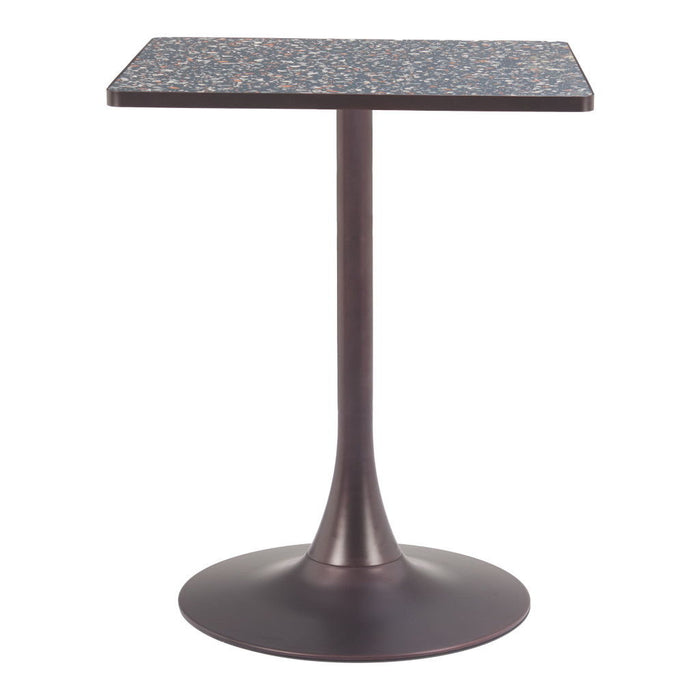 24" Steel Pedestal Base Square Dining Table - Black