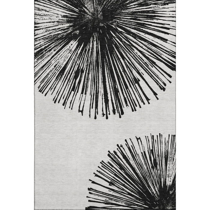 10' X 14' Abstract Washable Area Rug With UV Protection (653530) - Black / Ivory