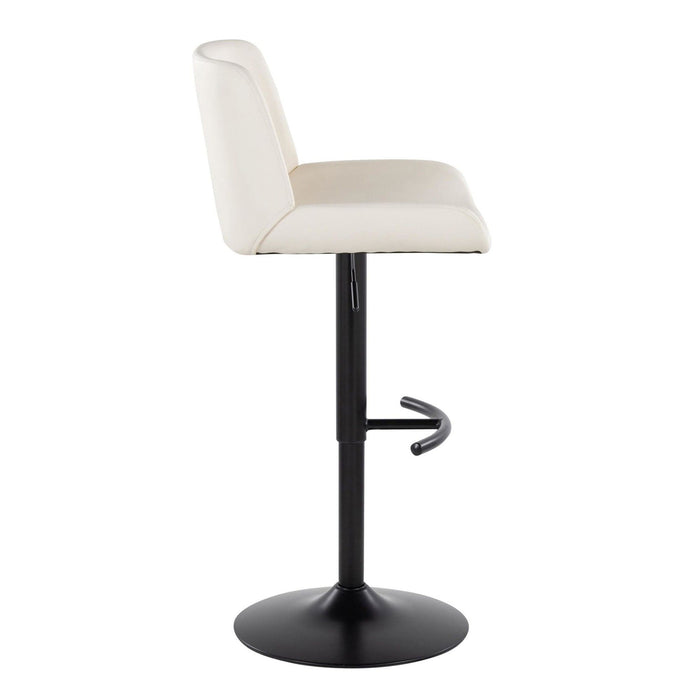 Santi - Upholstered Adjustable Barstool With Swivel And Rounded T Footrest (Set of 2) - Black Metal