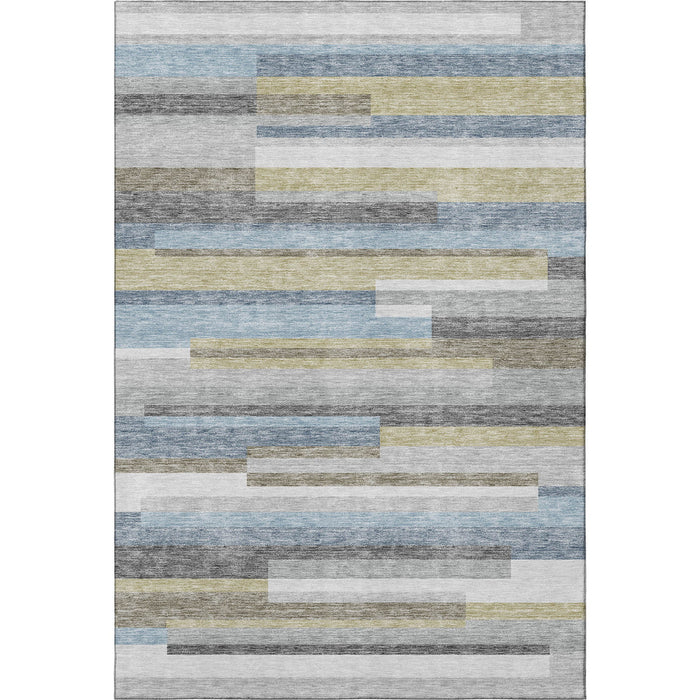 10' X 14' Striped Washable Area Rug With UV Protection - Gray