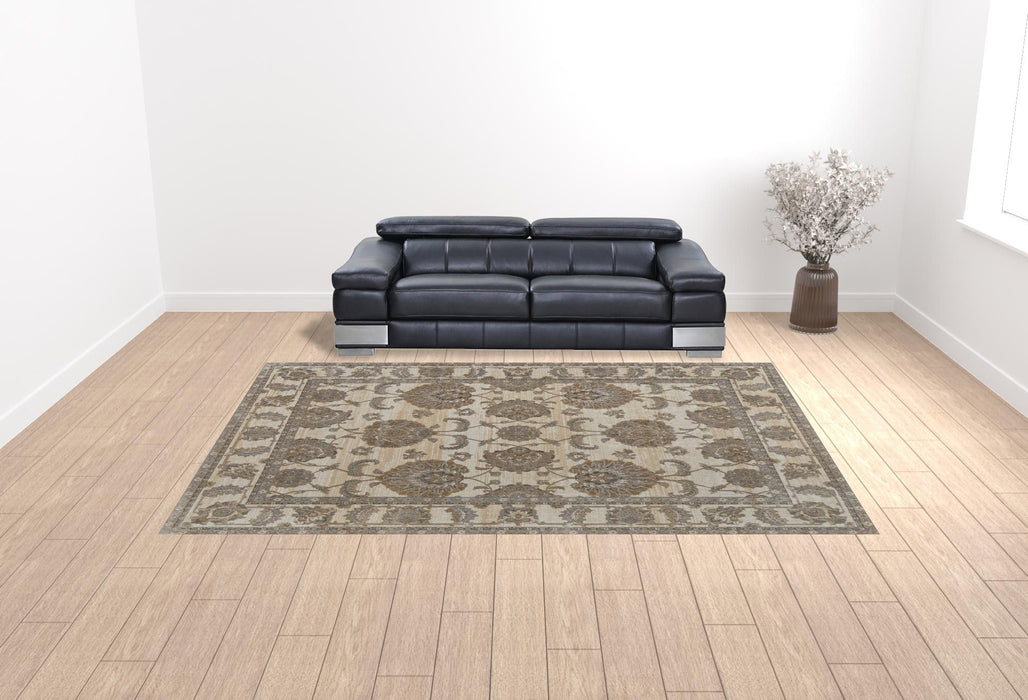 10' x 14' Power Loom Area Rug - Tan Ivory And Brown