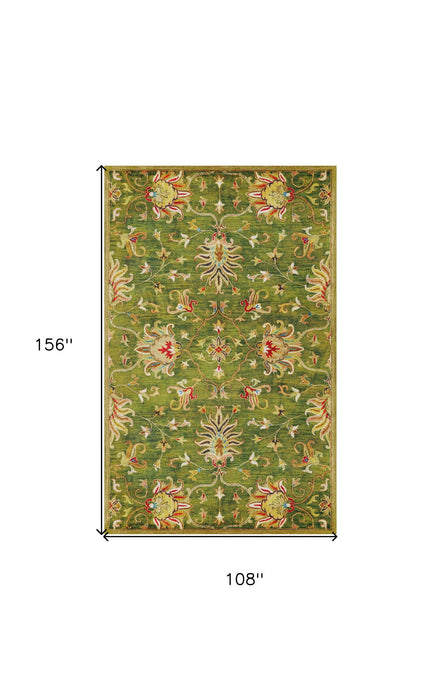 9' x 13' Wool Area Rug - Emerald Green