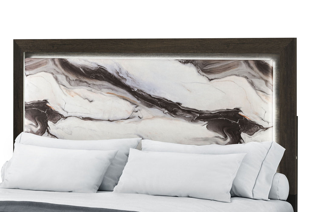 Harmony - King Bed With LED - Dark Brown