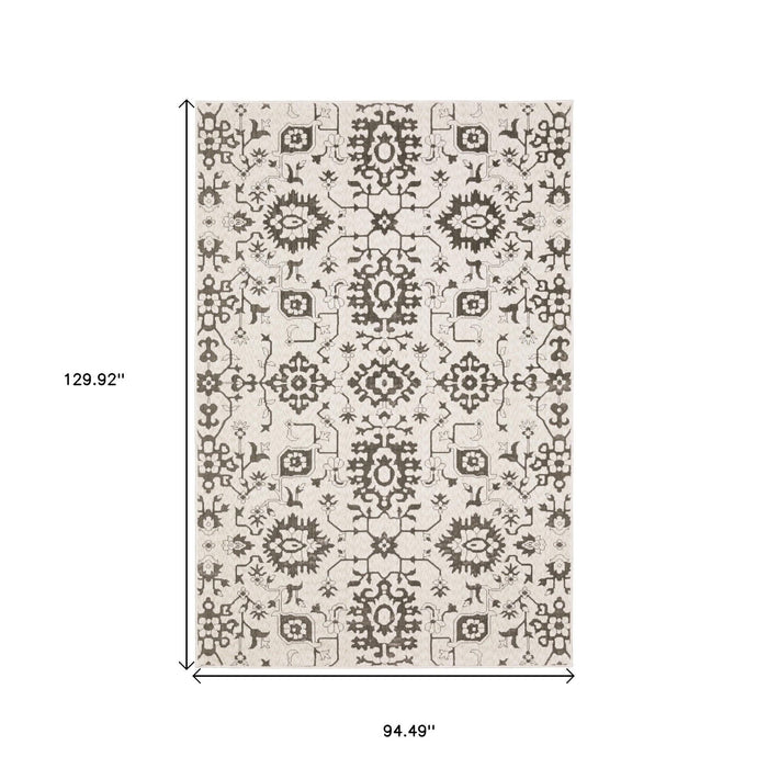 8' X 11' Oriental Area Rug - Ivory / Gray
