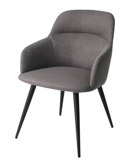 Upholstered Fabric Metal Dining Arm Chair - Gray