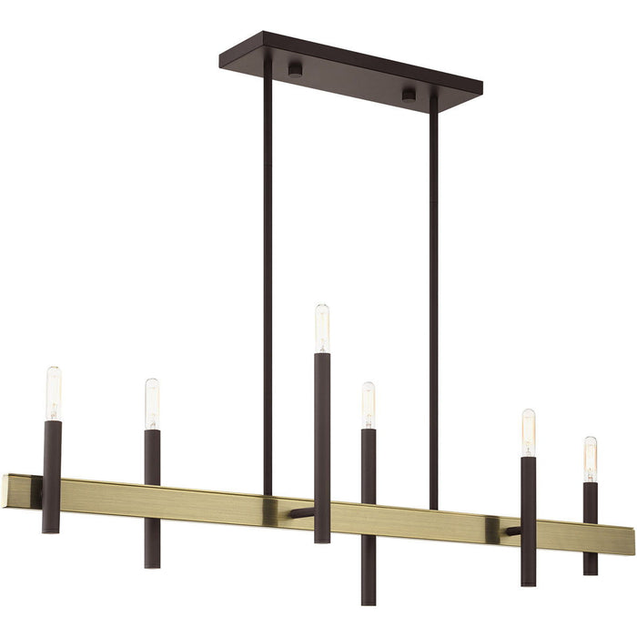 6-Light Dimmable Chandelier With Shades - Bronze