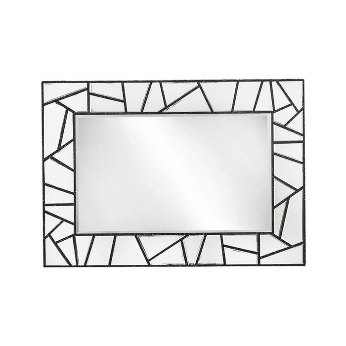 28" Metal And Glass Mosaic Framed Accent Mirror - Black