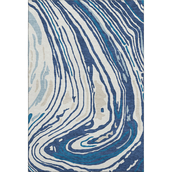 10' X 14' Abstract Washable Area Rug With UV Protection (682439) - Navy Blue / Ivory / Beige