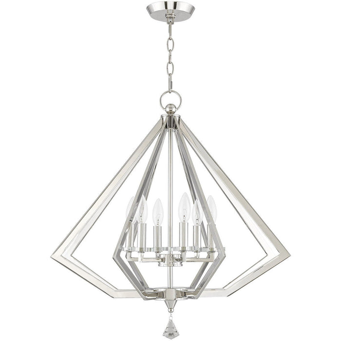 26'' Six-Light Dimmable Chandelier With Shades - Nickel