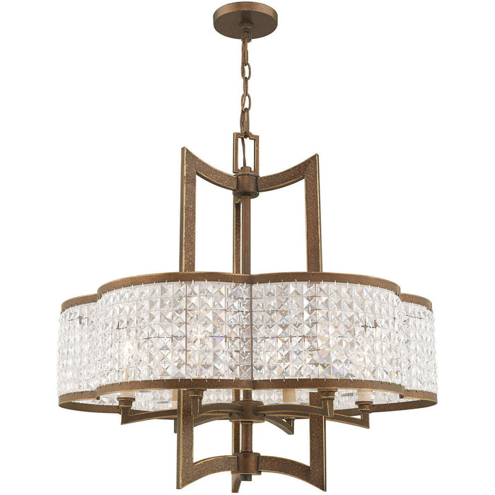 26'' Six Light Dimmable Chandelier With Shades - Bronze