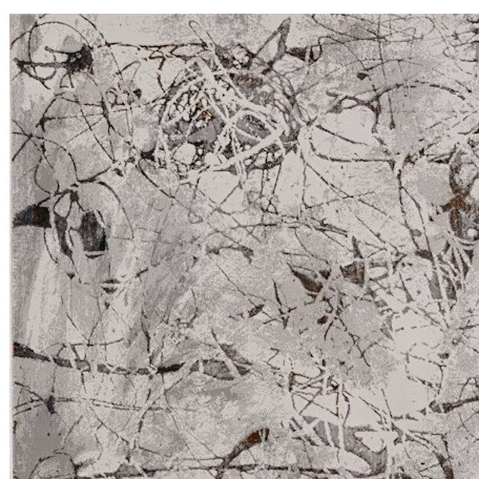 8' x 11' Abstract Area Rug - Ivory Gray And Brown