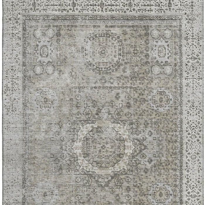 10' X 14' Oriental Washable Area Rug With UV Protection (699788) - Pewter / Silver