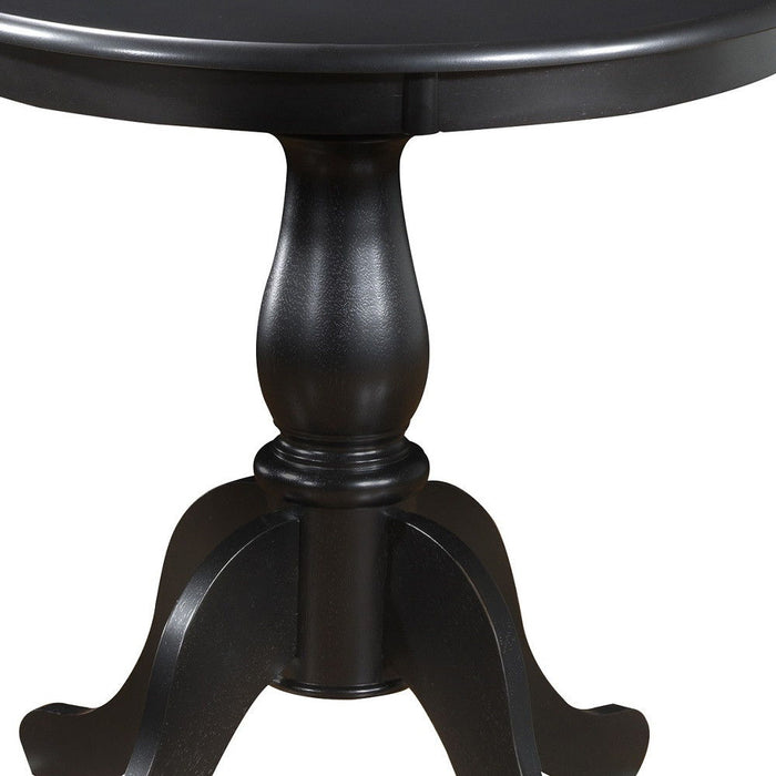 30" Rounded Solid Manufactured Wood And Solid Wood Pedestal Base Dining Table - Black