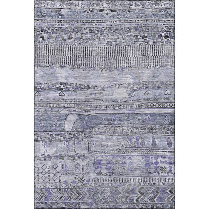 10' X 14' Striped Washable Area Rug With UV Protection (705209) - Blue / Gray