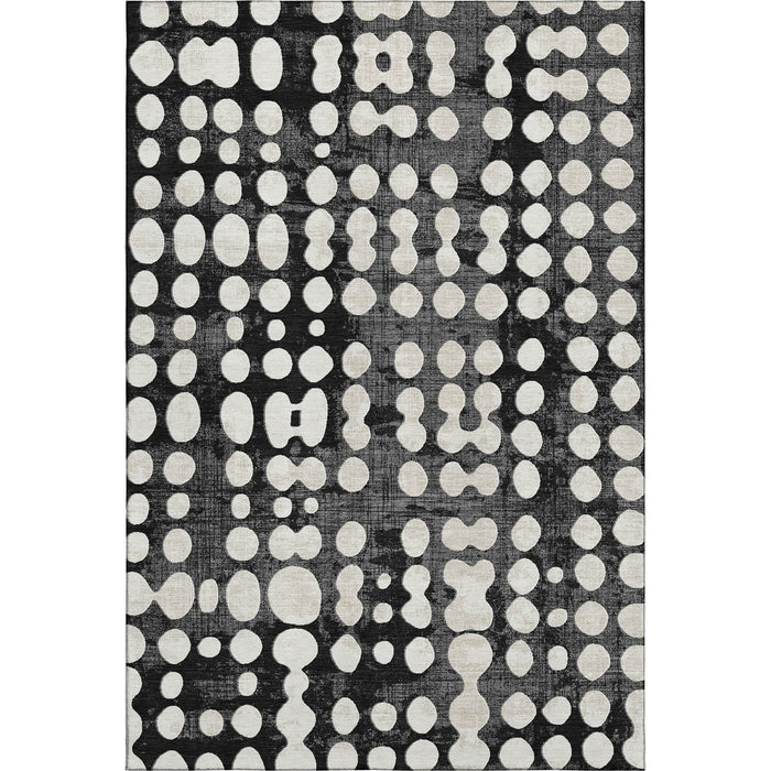 10' X 14' Polka Dot Washable Area Rug With UV Protection (669096) - Black / Ivory