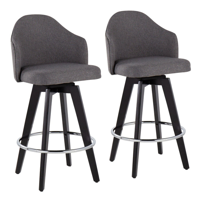 Ahoy - Counter Stool - Wood Legs And Round Metal Footrest Fabric Seat (Set of 2)