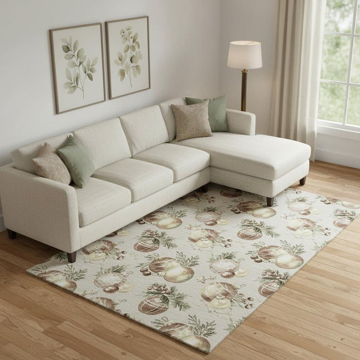 10' X 14' Polka Dot Washable Area Rug With UV Protection (702479) - Beige / Brown / Ivory