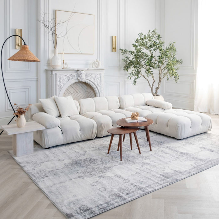 8' x 11' Distressed Trellis Pattern Area Rug - Gray
