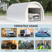 Giga Outsunny 10x16 ft heavy-duty portable carport with UV-resistant canopy, large zipper door, suitable for cars, boats, and outdoor storage.