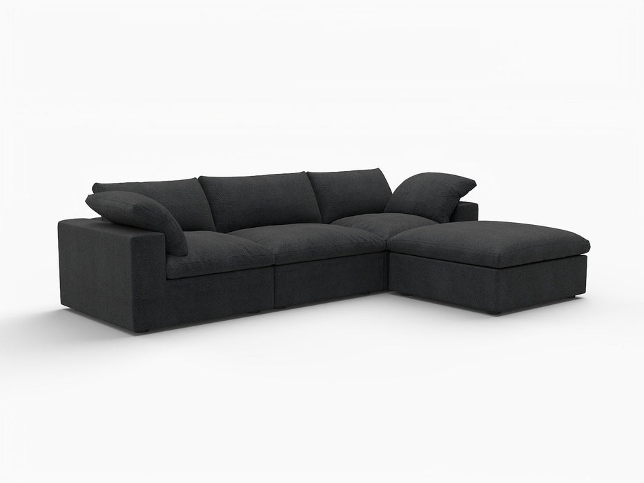 120" 2 Piece Living Room Set Blend Modular Sofa With Ottoman Storage - Black