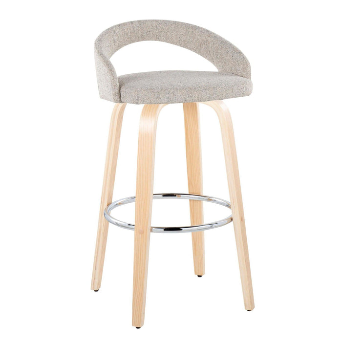 Grotto - Upholstered Fixed-Height Barstool (Set of 2) - Natural Wood