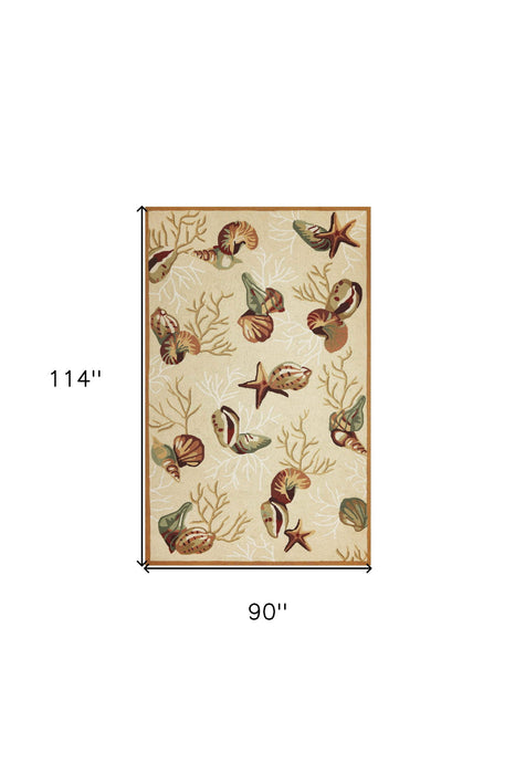 7' x 9' Polyester Area Rug - Beige