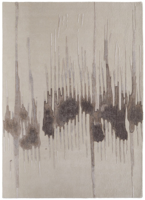 5' x 8' Abstract Hand Tufted Area Rug - Ivory Taupe And Brown